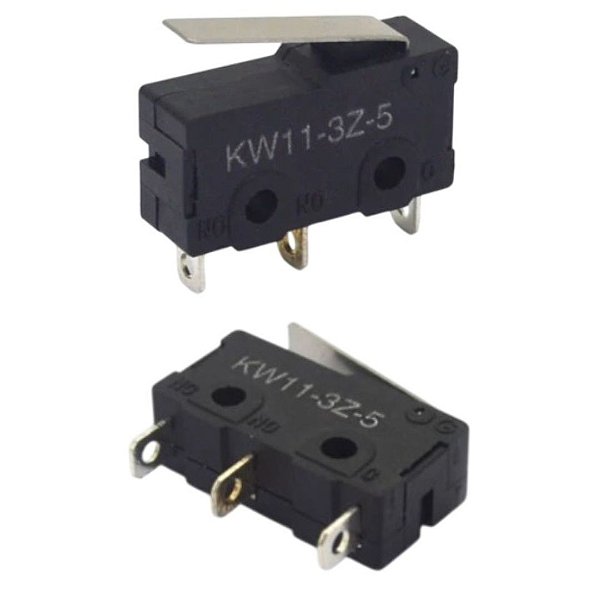 Micro Switch Chave KW11-3Z-5 Haste 18mm Preto 3 Terminais 5A 125V/250V