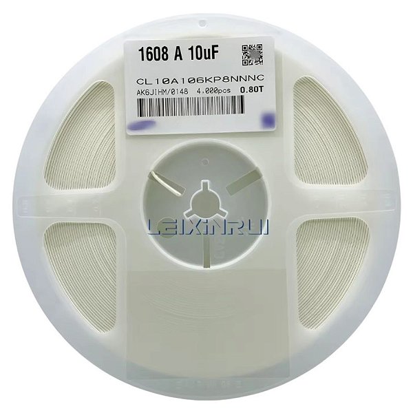 10uF 10V 0603 X5R SMD - Rolo 4.000 Peças Capacitor (CL10A106KP8NNNC)