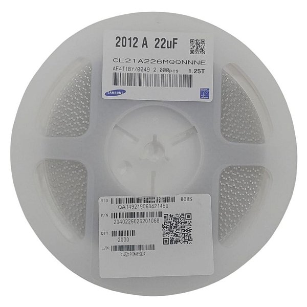 Capacitor Cerâmico 22uF 6.3V 0805 - Rolo 2.000 Samsung CL21A226MQQNNNE