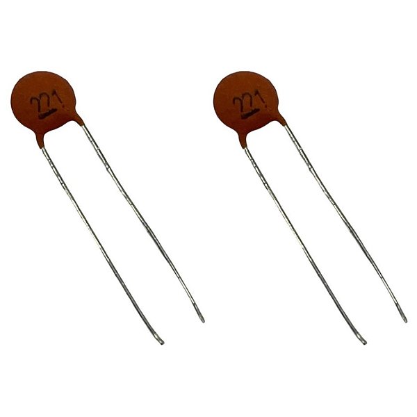 220pF 50V Capacitor Cerâmico Tipo Disco Y5P 10% – Código 221