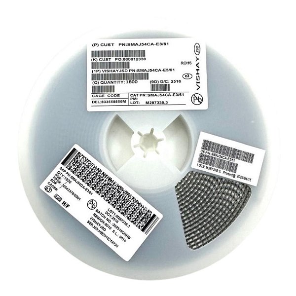 Diodo TVS DO-214AC SMAJ54CA-E3/61 54V 400W SMD - Rolo 1.800 Peças