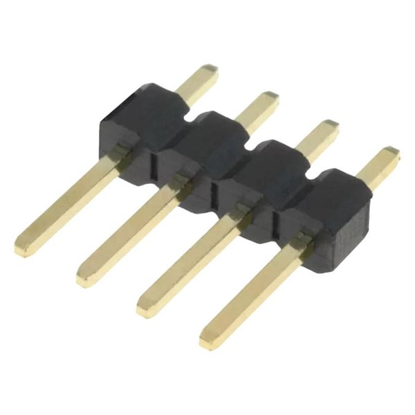 Barra de Pinos 4 Contatos Macho 180° 2.54mm – Modelo DS1021-1*4SF11-B