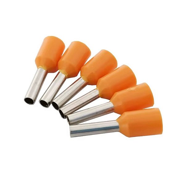 Terminal Tubular Simples 0,75mm² Laranja Pré-Isolado