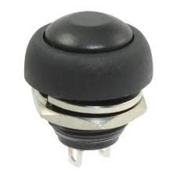 Botão de Pressão PBS-33B Preta à Prova d’Água 12mm Painel
