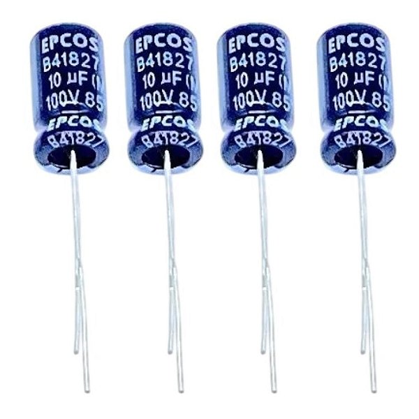 Capacitor 10uF 100V 85°C Eletrolítico Alumínio PTH 6x11mm B41827