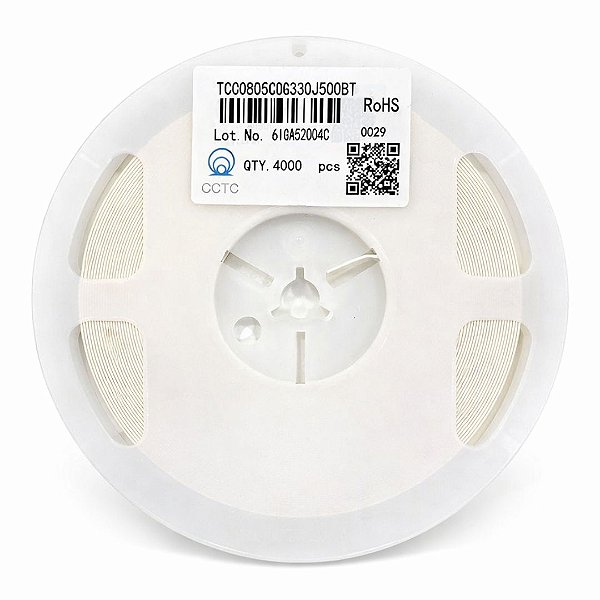 Rolo 4000 Capacitores SMD 0805 33pF 50V NP0 C0G 5% TCC0805C0G330J500BT