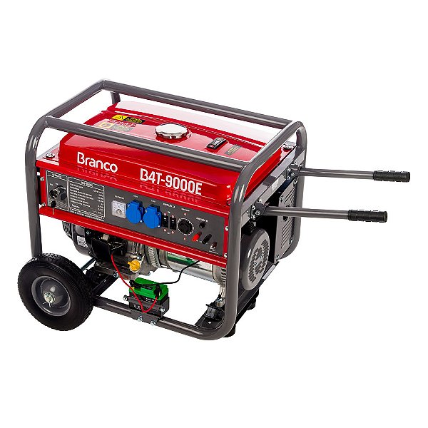 Gerador de Energia à Gasolina 16.5HP 9Kva Monofásico 110/220V AVR B4T 9000E com Partida Elétrica - BRANCO