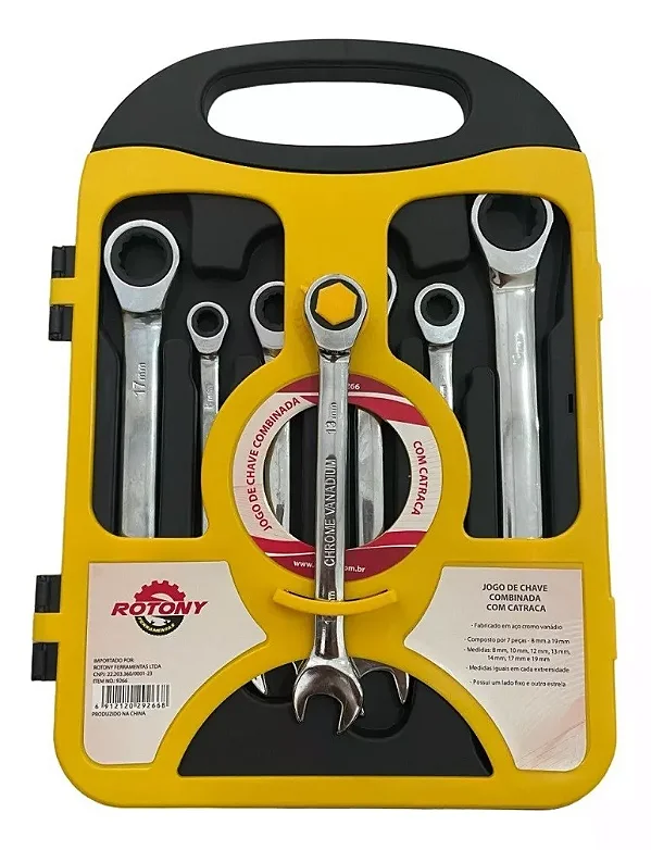 Jogo Chave Combinada C/catraca 8mm A 19mm C/ 7 Pçs - Rotony