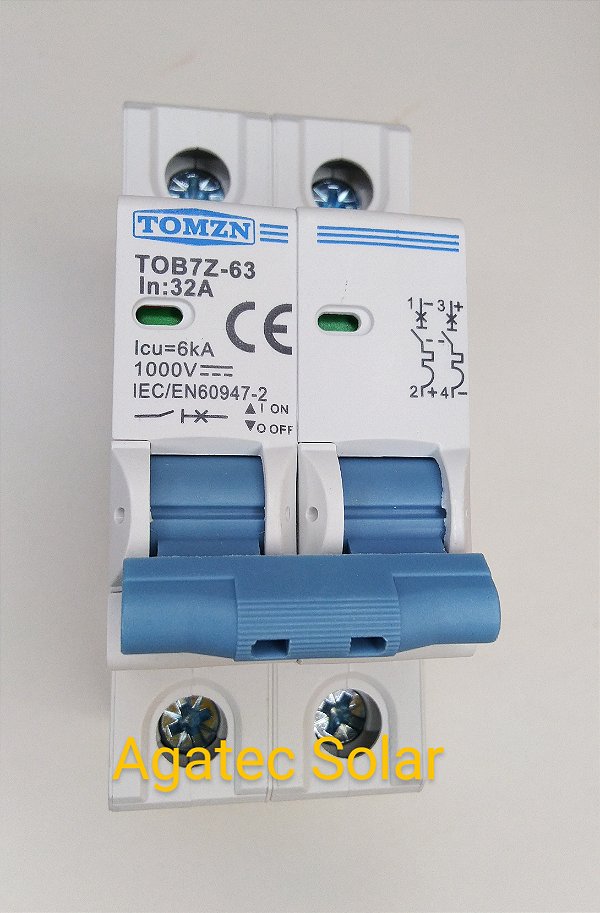 Disjuntor 1000v Corrente Contínua 2 Polos Tomzn