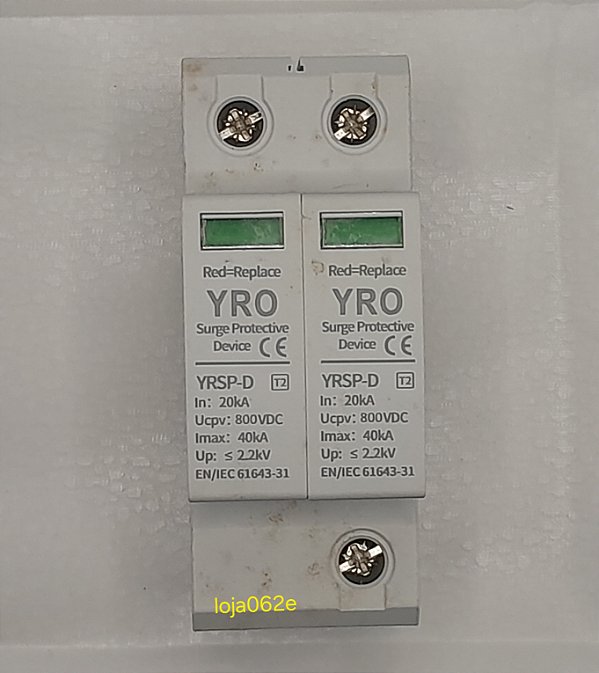 DPS - Dispositivo de Proteção contra Surtos 800vcc 20-40kA 2 polos YRO