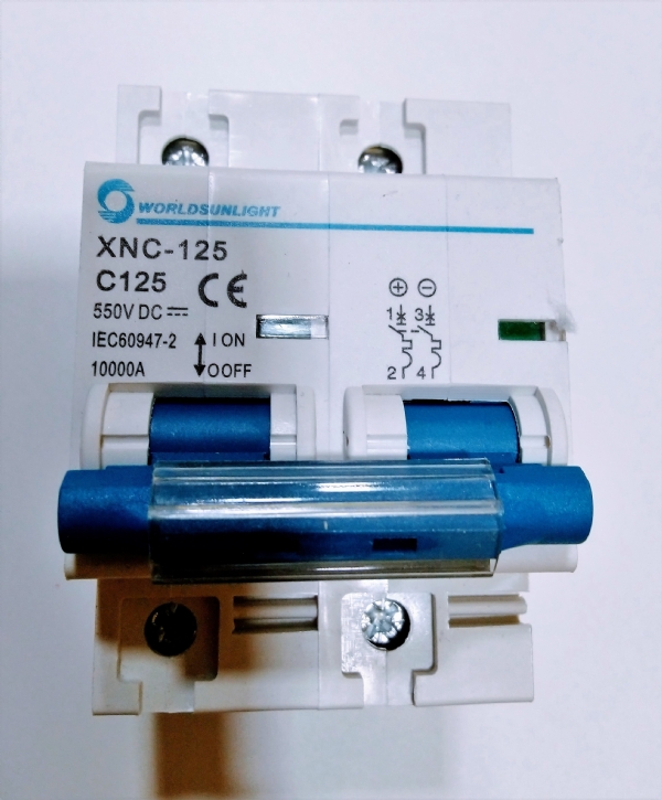 Disjuntor Corrente Contínua 550 volts 2 polos Sun Light