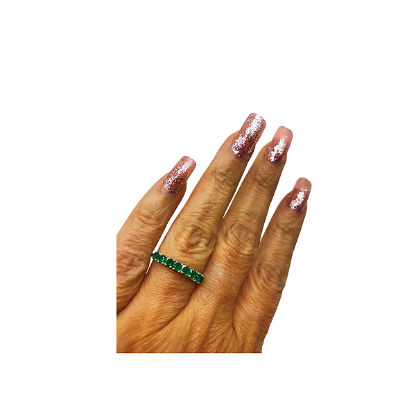 Anel Meia Aliança Esmeralda