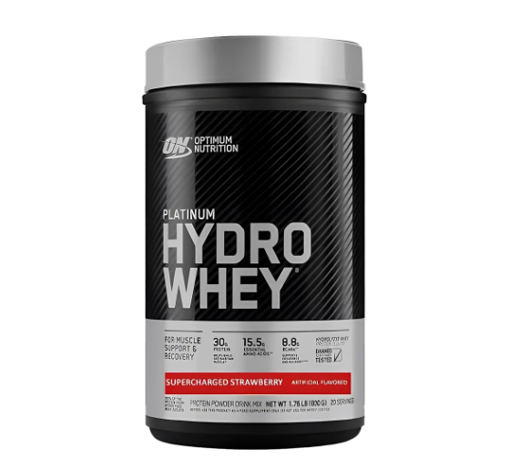 PLATINUM HYDRO WHEY OPTIMUN NUTRITION POTE 800G SABOR SUPERCHARGED STRAWBERRY