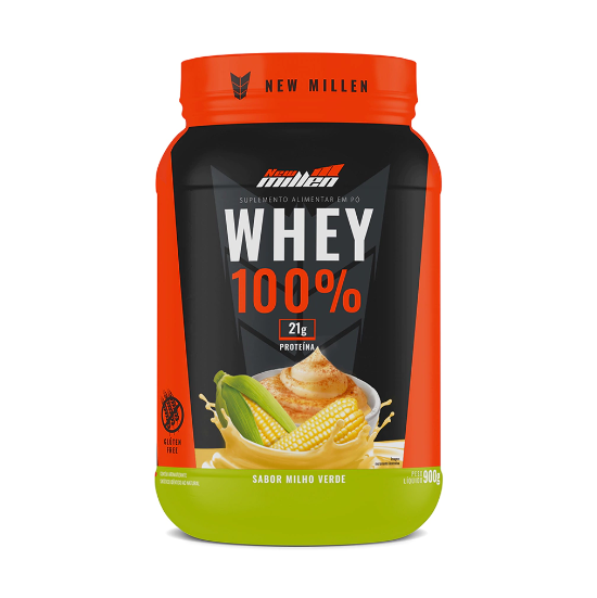 WHEY 100% NEW MILLEN POTE 900G SABOR MILHO VERDE