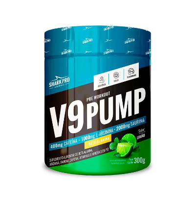 PRE WORKOUT V9 PUMP SHARK PRO POTE 300G SABOR LIMAO