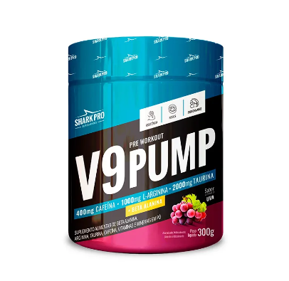 PRE WORKOUT V9 PUMP SHARK PRO POTE 300G SABOR UVA