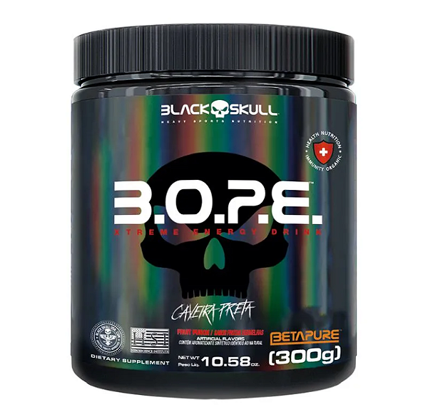 PRE TREINO BOPE BLACK SKULL 300G SABOR FRUTAS VERMELHAS