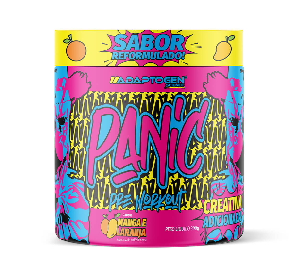 PRE WORKOUT PANIC ADAPTOGEN 300G SABOR MANGA E LARANJA