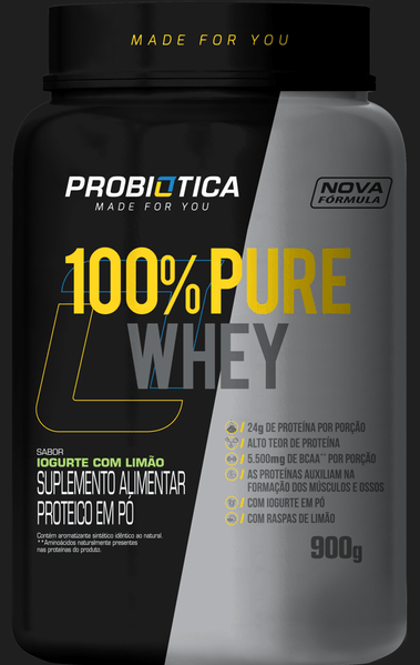 WHEY CONCENTRADO PROBIOTICA POTE 900G SABOR IOGURTE COM LIMAO