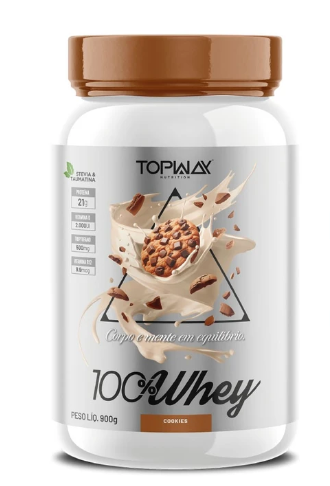 WHEY PROTEIN 100% TOPWAY POTE 900G SABOR COOKIES