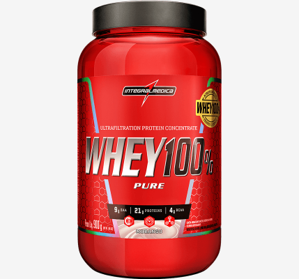 WHEY 100% PURE CONCENTRATE INTEGRALMÉDICA POTE 907G SABOR MORANGO