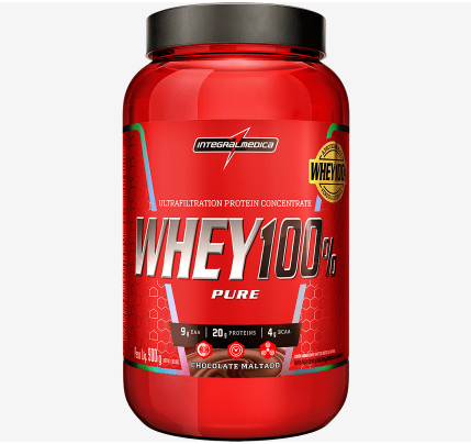WHEY 100% PURE CONCENTRATE INTEGRALMÉDICA POTE 907G SABOR CHOCOLATE MALTADO