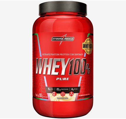 WHEY 100% PURE CONCENTRATE INTEGRALMÉDICA POTE 907G SABOR BAUNILHA