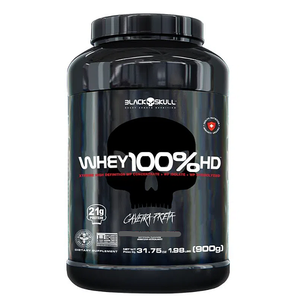 WHEY 100% HD BLACK SKULL POTE 900G SABOR CHOCOLATE