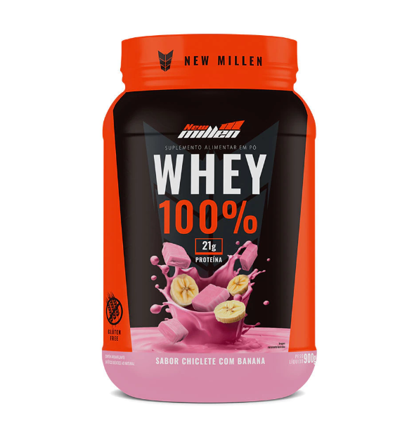 WHEY 100% NEW MILLEN POTE 900G SABOR ACAI COM BANANA