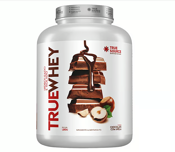 TRUE WHEY PROTEIN TRUE SOURCE POTE 1,8KG SABOR CHOCOLATE COM AVELA
