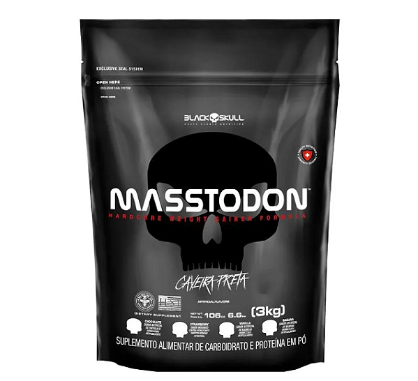 MASSTODON BLACK SKULL REFIL 3KG SABOR CHOCOLATE