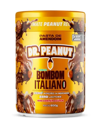 PASTA DE AMENDOIM DR PEANUT 600G SABOR BOMBOM ITALIANO
