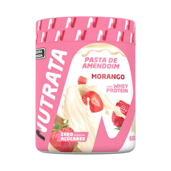 PASTA DE AMENDOIM NUTRATA 600G SABOR MORANGO