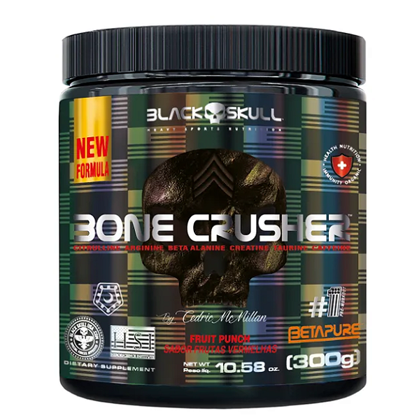 BONE CRUSHER BLACK SKULL 300G SABOR FRUTAS VERMELHAS