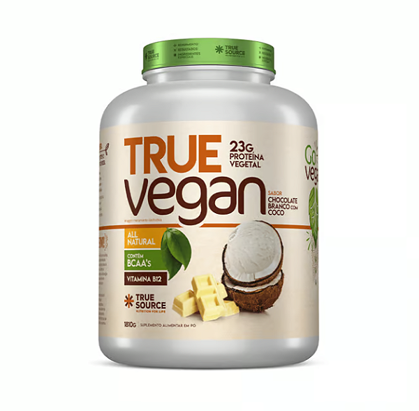 TRUE VEGAN TRUE SOURCE POTE 1.8KG  SABOR CHOCOLATE BRANCO COM COCO