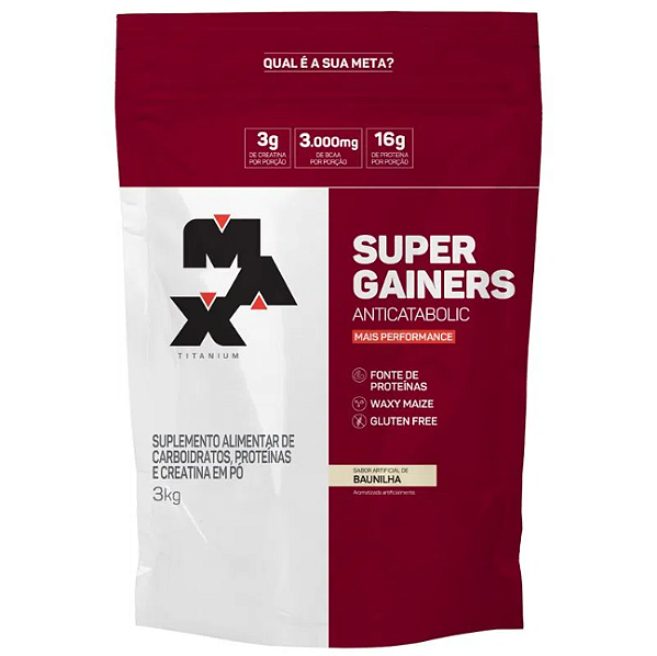 SUPER GAINERS MAX TITANIUM REFIL 3KG SABOR BAUNILHA