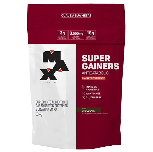 SUPER GAINERS MAX TITANIUM REFIL 3KG SABOR CHOCOLATE