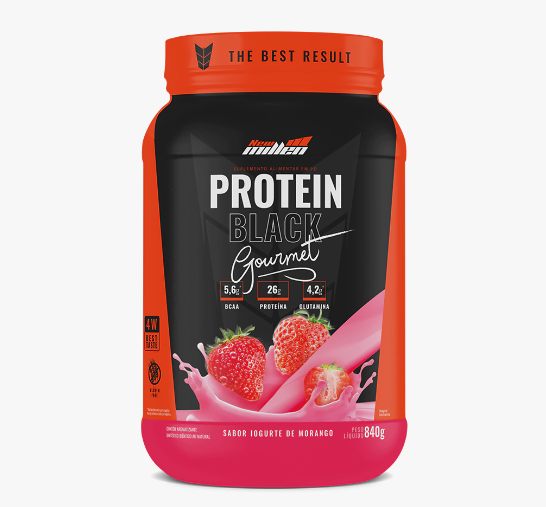 PROTEIN BLACK GOURMET NEW MILLEN POTE 840G SABOR IGURTE DE MORANGO