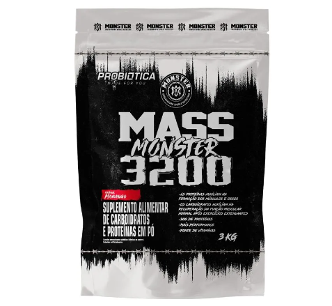HIPERCALORICO MASS MONSTER 3200 PROBIOTICA REFIL 3KG SABOR MORANGO