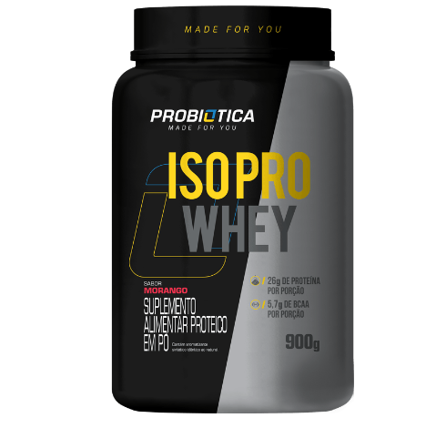 ISO PRO WHEY PROBIOTICA POTE 900G SABOR MORANGO