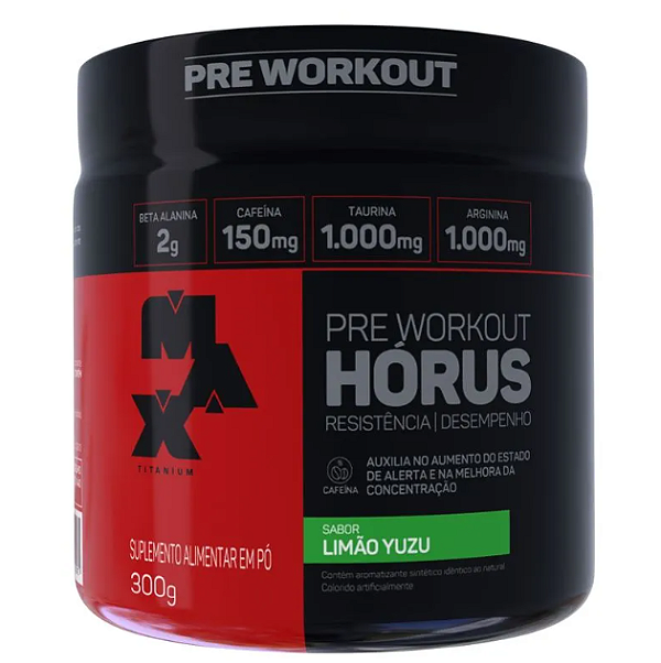 PRE TREINO HORUS MAX TITANIUM POTE 300G SABOR LIMAO YUZU