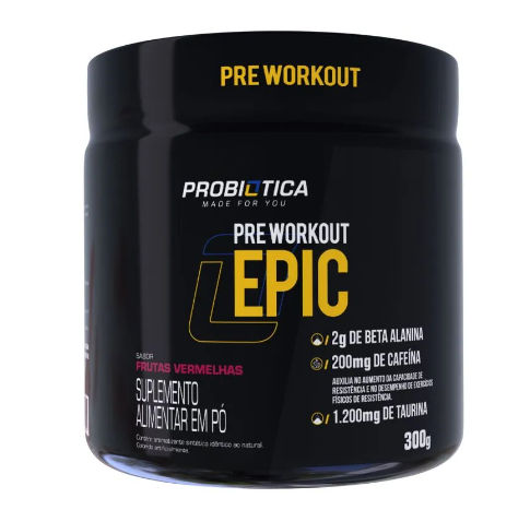 PRE TREINO EPIC PROBIOTICA 300G SABOR FRUTAS VERMELHAS