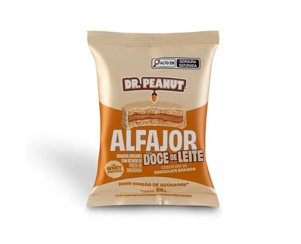 ALFAJOR DR.PEANUT 55G SABOR DOCE DE LEITE CHOCOLATE BRANCO