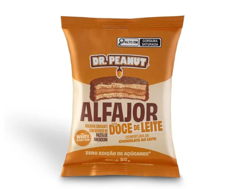 ALFAJOR DR.PEANUT 55G SABOR DOCE DE LEITE CHOCOLATE AO LEITE