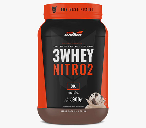 3 WHEY NITRO NEW MILLEN POTE 900G SABOR COOKIES