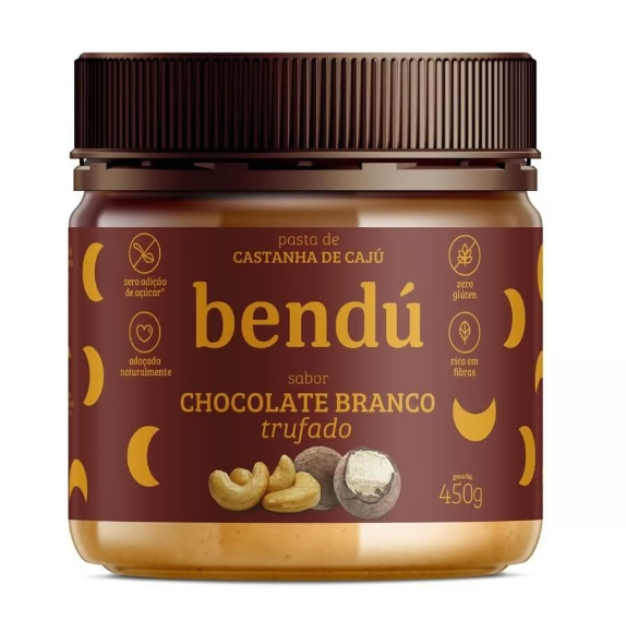 PASTA DE CAJU BENDU 450G SABOR CHOCOLATE BRANCO TRUFADO