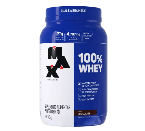 100% WHEY MAX TITANIUM POTE 900G SABOR CHOCOLATE