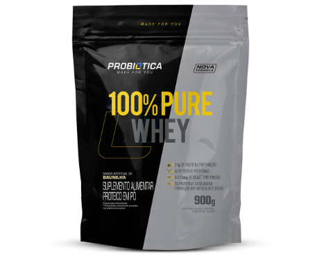 100% PURE WHEY PROBIOTICA REFIL 900G SABOR BAUNILHA