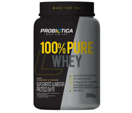 100% PURE WHEY PROBIOTICA POTE 900G SABOR COOKIES CREAM