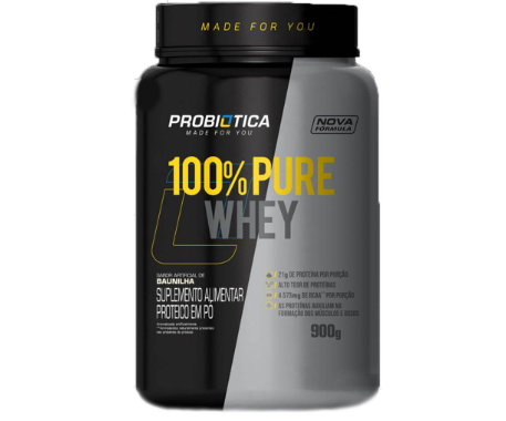 100% PURE WHEY PROBIOTICA POTE 900G SABOR BAUNILHA